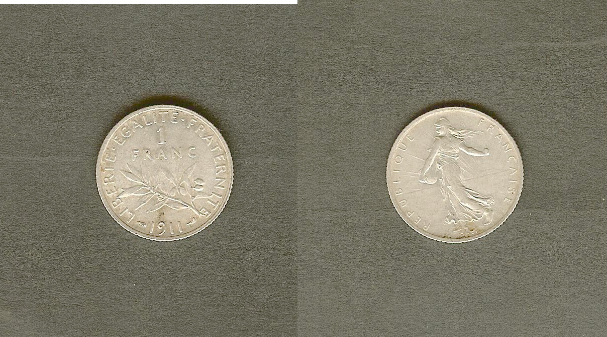 1 franc Semeuse 1911 Paris TTB+